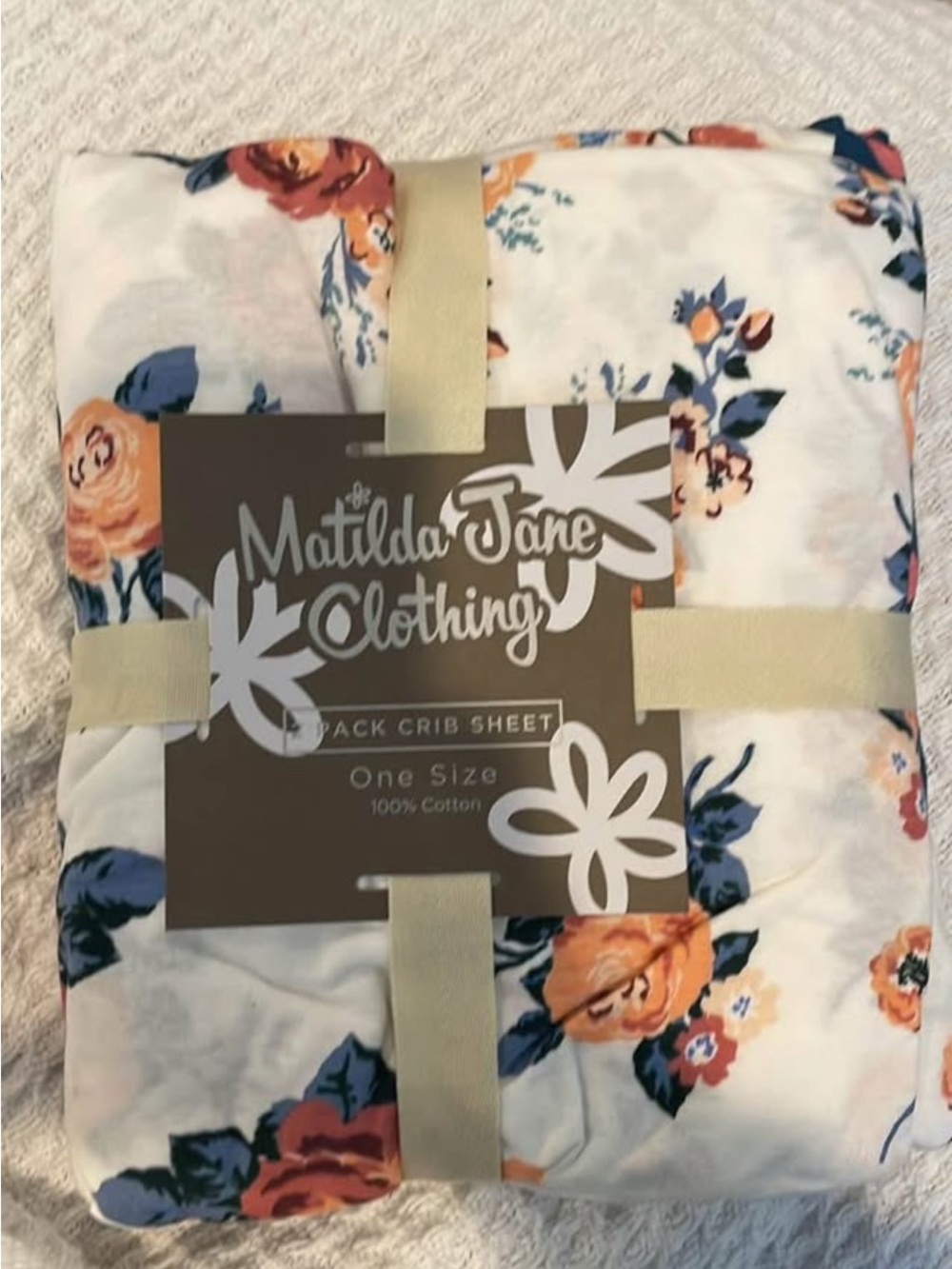 Matilda Jane Floral Crib Sheet - White with Orange & Blue Flowers